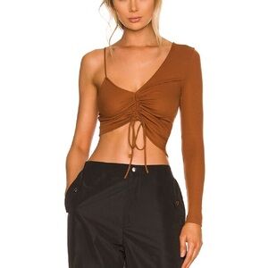 delvina asymmetrical ruched top